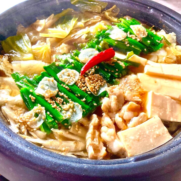 臭みゼロ!お家で本格博多風モツ鍋(牛モツ×醤油)